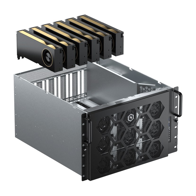 GPU-сервер Digital Razor DevBox AI DV96-576-512-A, 6.5U, 6× NVIDIA RTX PRO 6000 96 ГБ