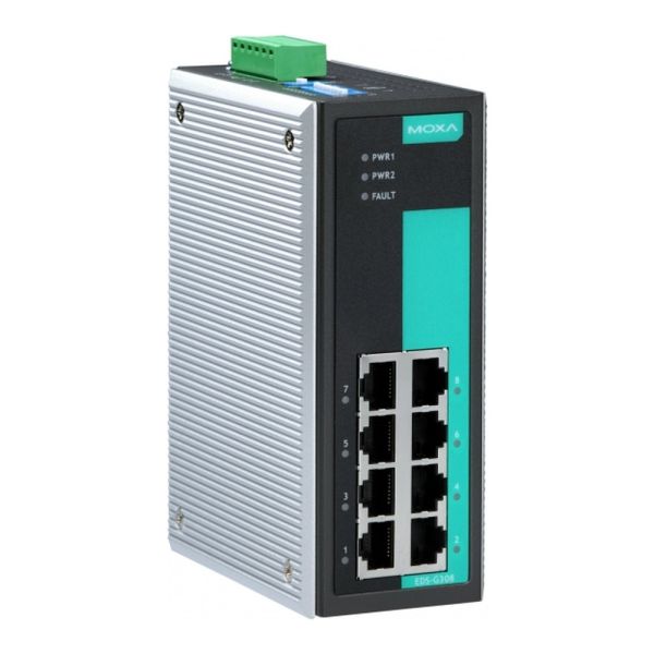 Промышленный коммутатор MOXA EDS-G308, 8 портов Gigabit, неуправляемый